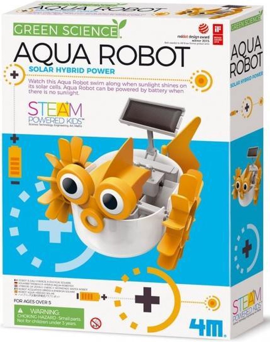 KidzLabs aqua robot geel/wit 28 cm