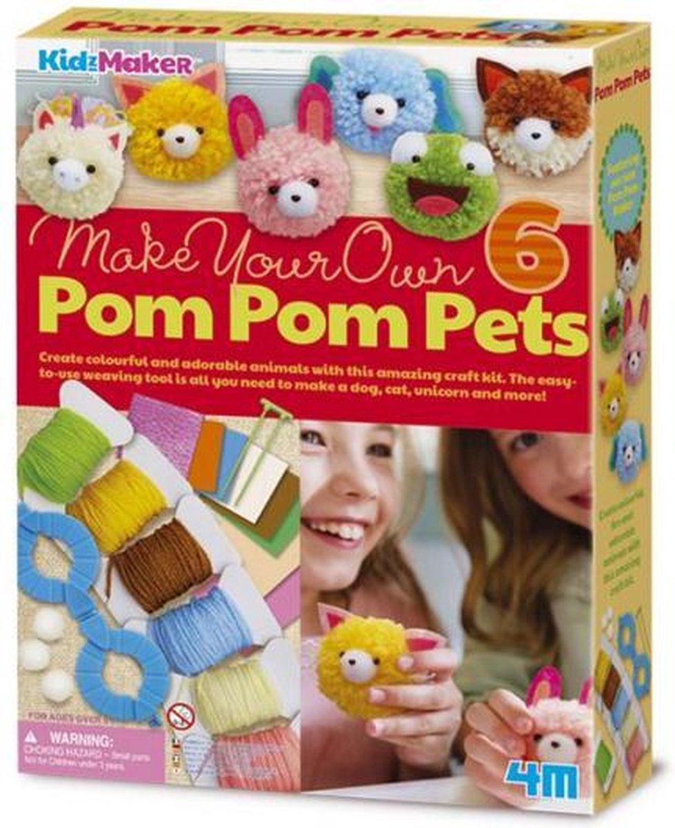 knutselset maak je eigen pom pom dieren 6 stuks