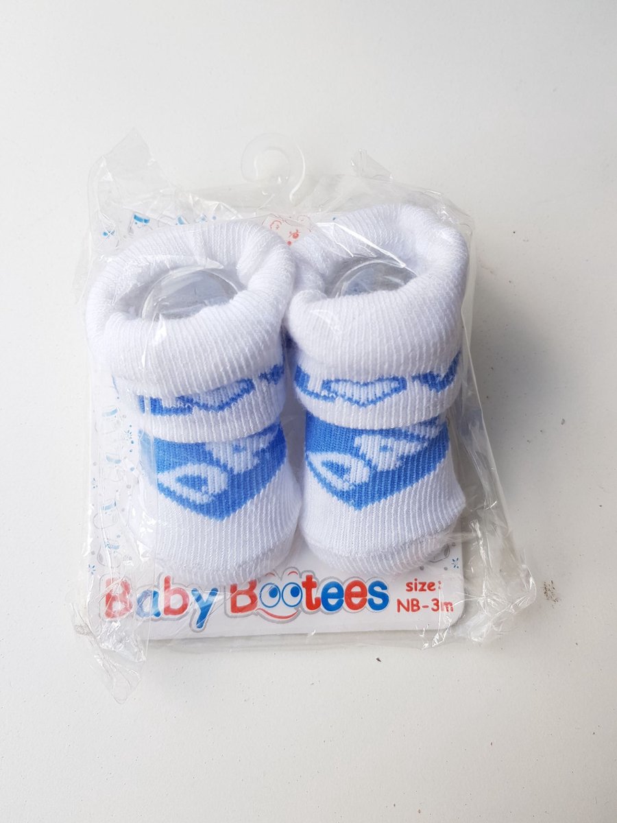 Baby slofjes wit met blauw I Love Dad - geboorte - slofjes - kraamcadeau - zwanger - baby