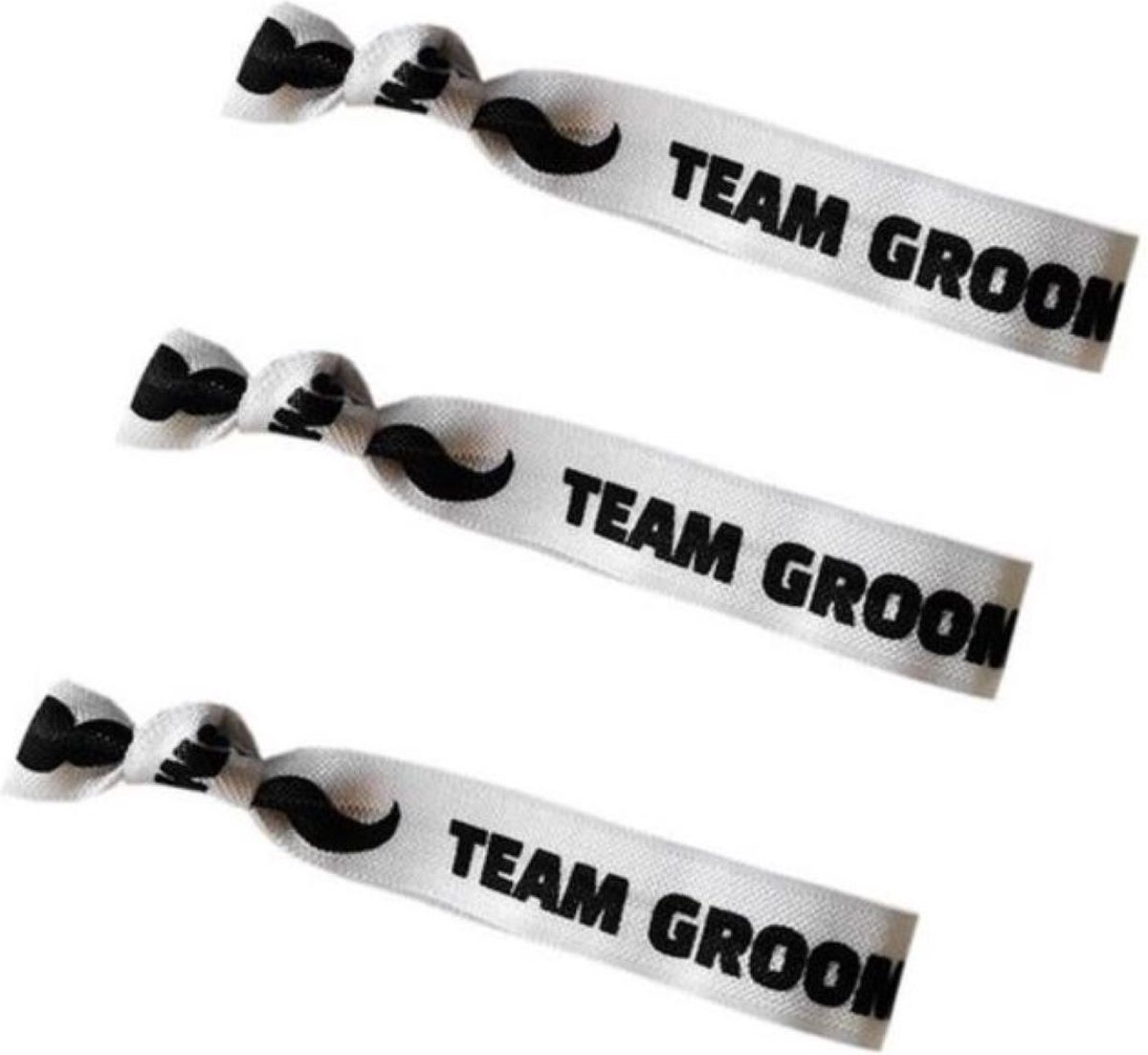 12 Elastische armbanden wit met zwarte tekst Team Groom - bruidegom - armband - vrijgezellenfeest - vrijgezellenavond