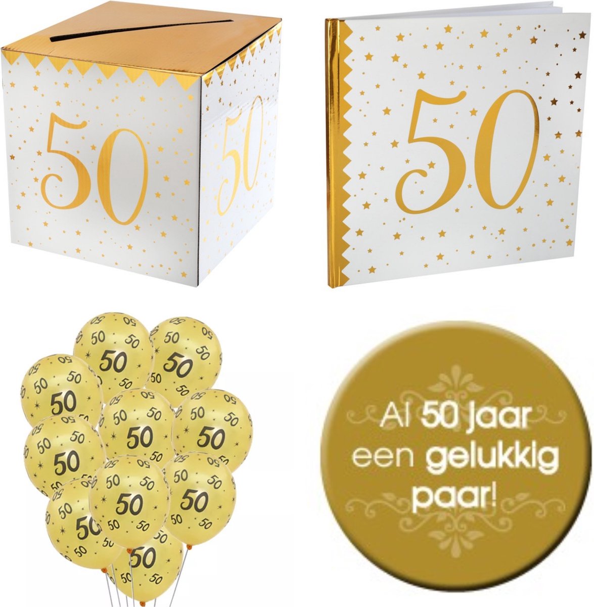 14-delige set voor een 50 jarig jubileum - jubileum - huwelijk - 50 - goud - 50 jaar getrouwd