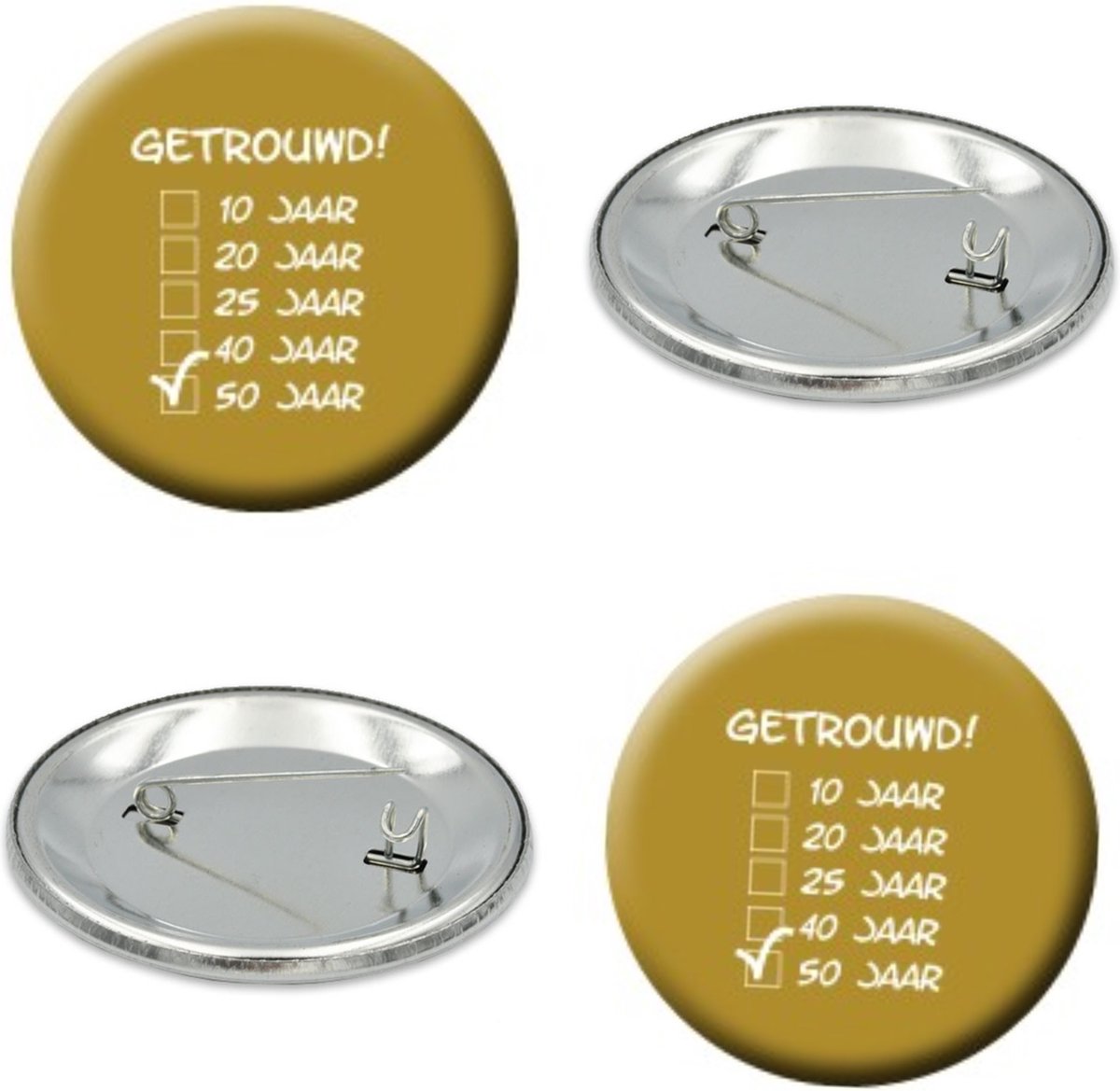 2 buttons 50 Jaar Getrouwd - jubileum - goud - 50 jaar - - 50 jaar getrouwd - gouden paar