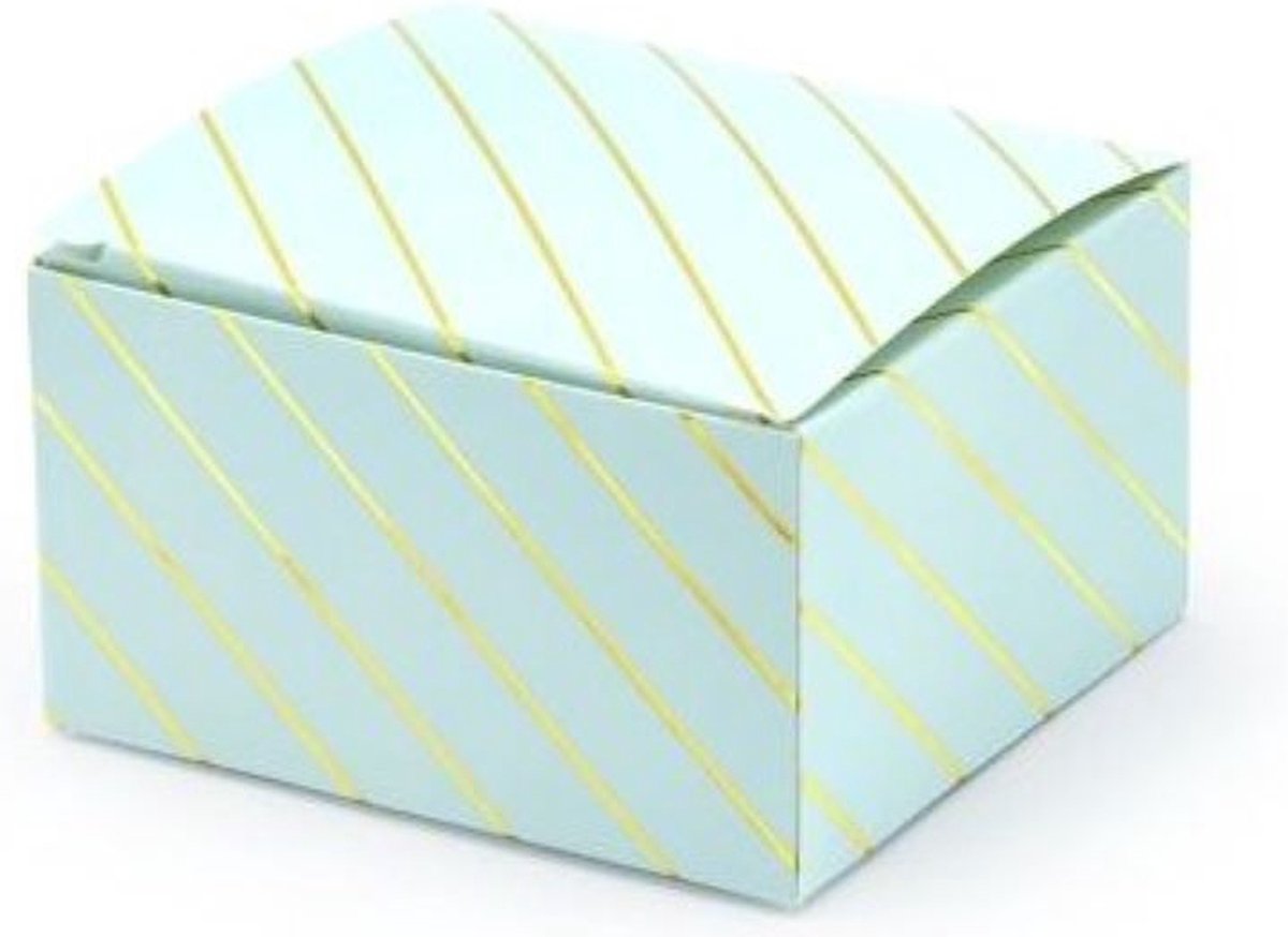 40 doosjes van mintkleurig karton met goud metallic streepjes - bedankje - give-away - mint - doosje