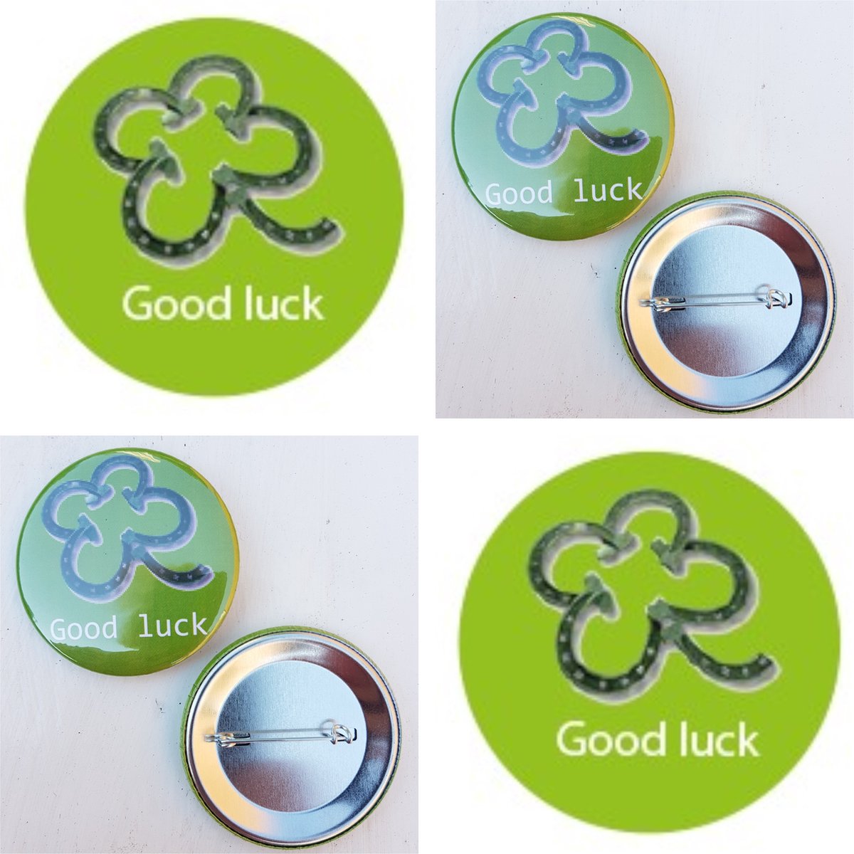 6 Buttons Good Luck Hoefijzer Klaver 4 - geluk - fortune - button - paard - hoefijzer - klaver 4