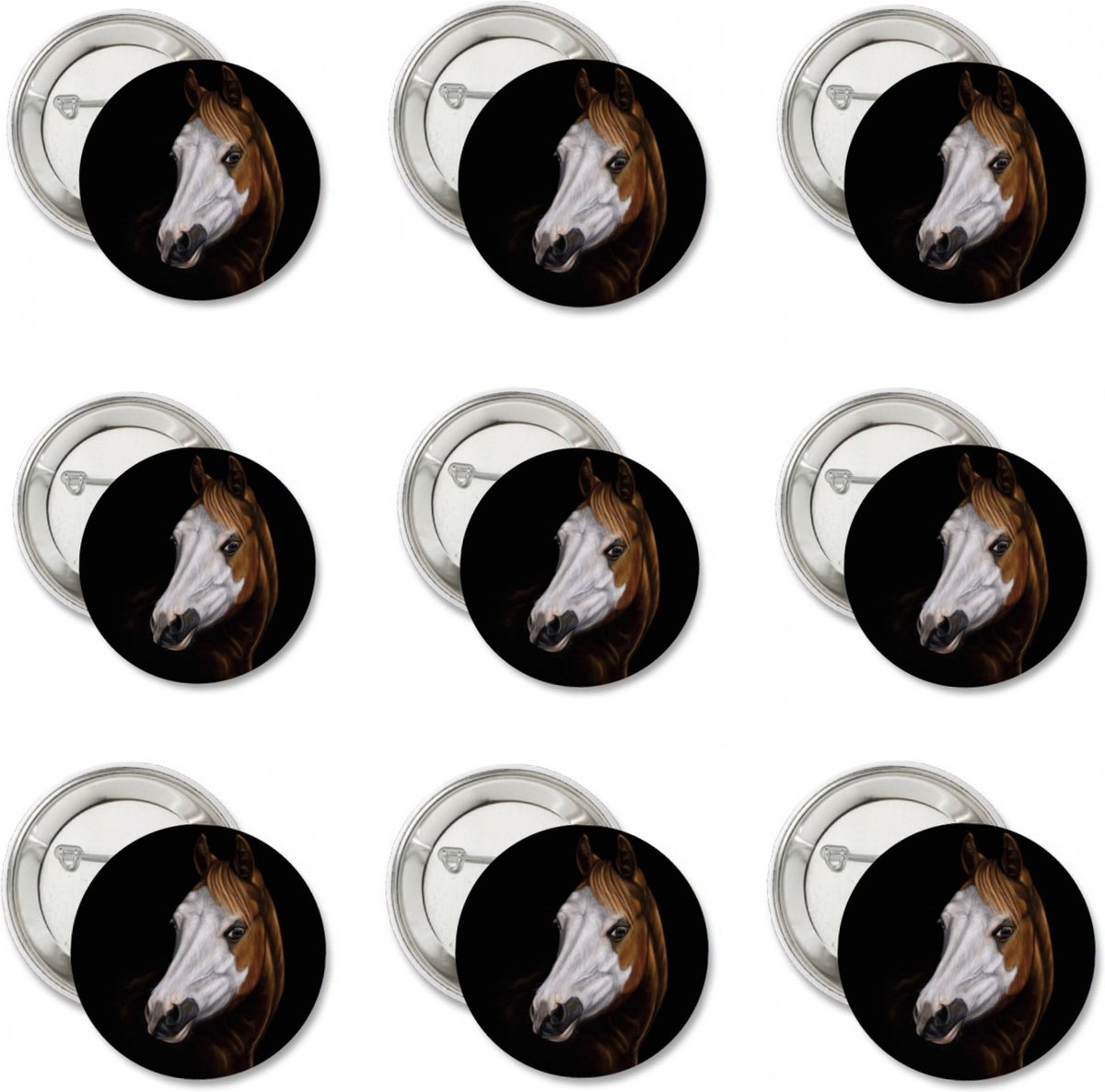 9 paarden buttons - paard - horse - button - dier - badge - paardensport - paardenliefhebber