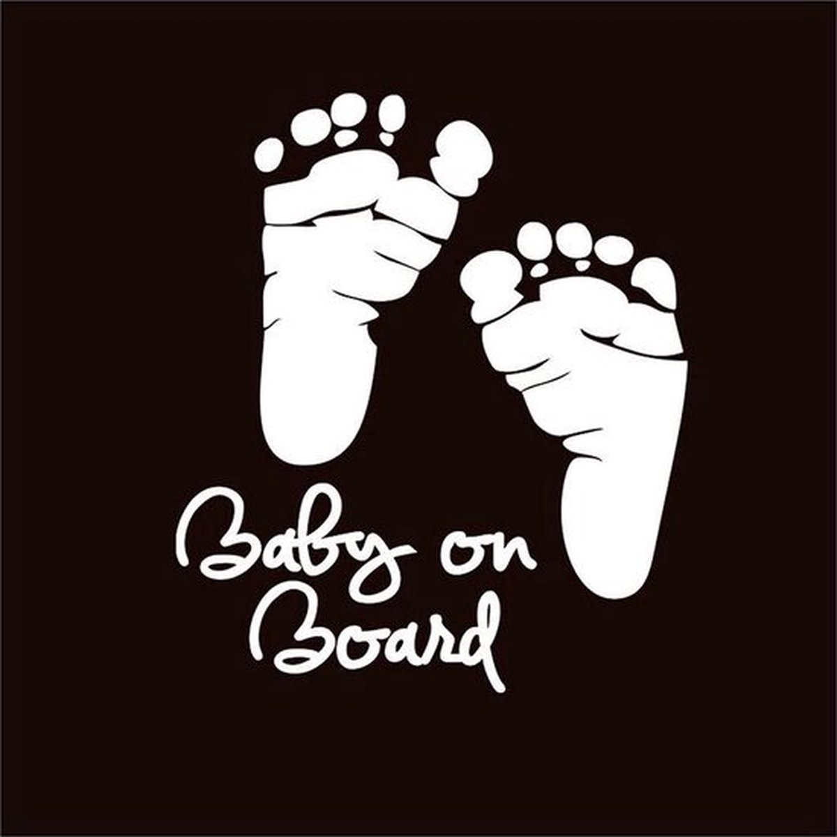 Baby on board sticker met voetjes wit - baby - sticker - autosticker - babyvoetjes