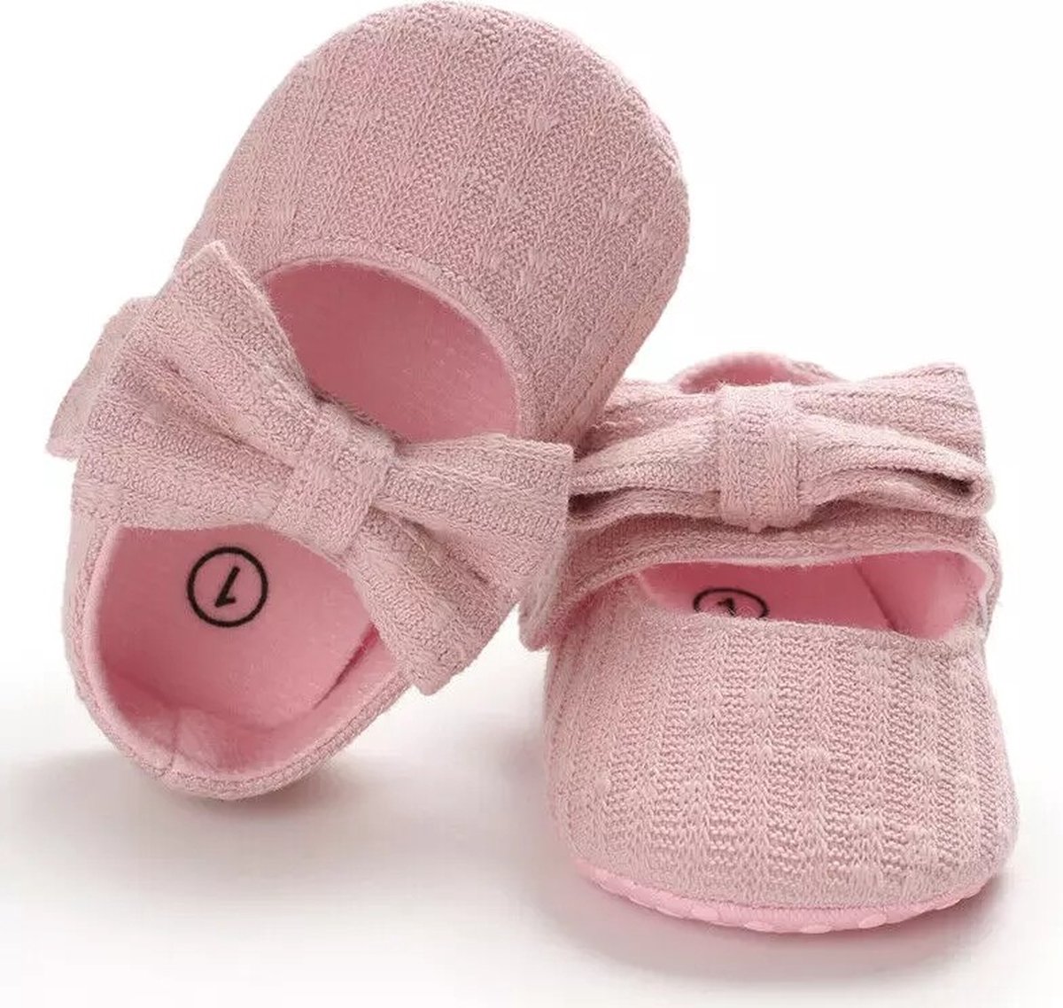 Baby roze prewalker schoentjes met grote strik en anti slip zool - baby - babyschoentjes - roze