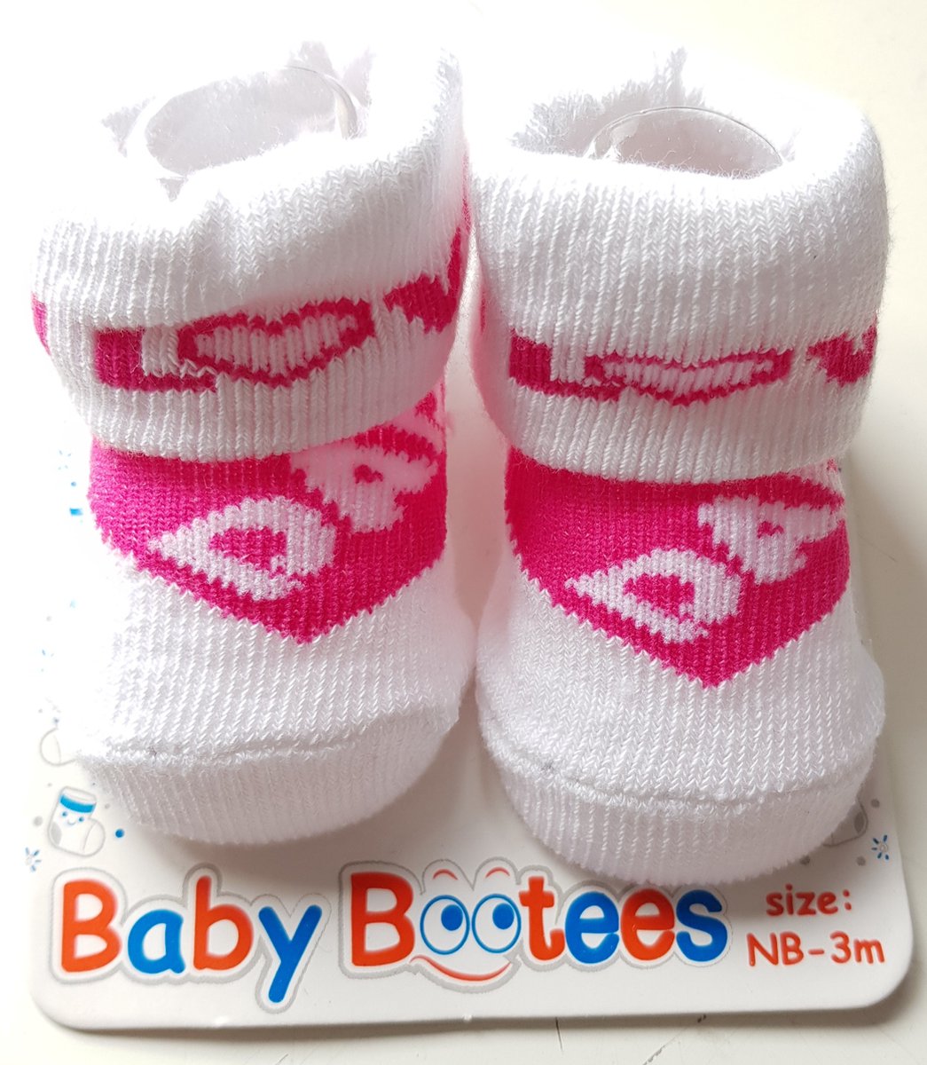 Baby slofjes wit met roze I Love Dad - baby - kraamcadeau - baby slofjes - i love dad - zwanger - geboorte