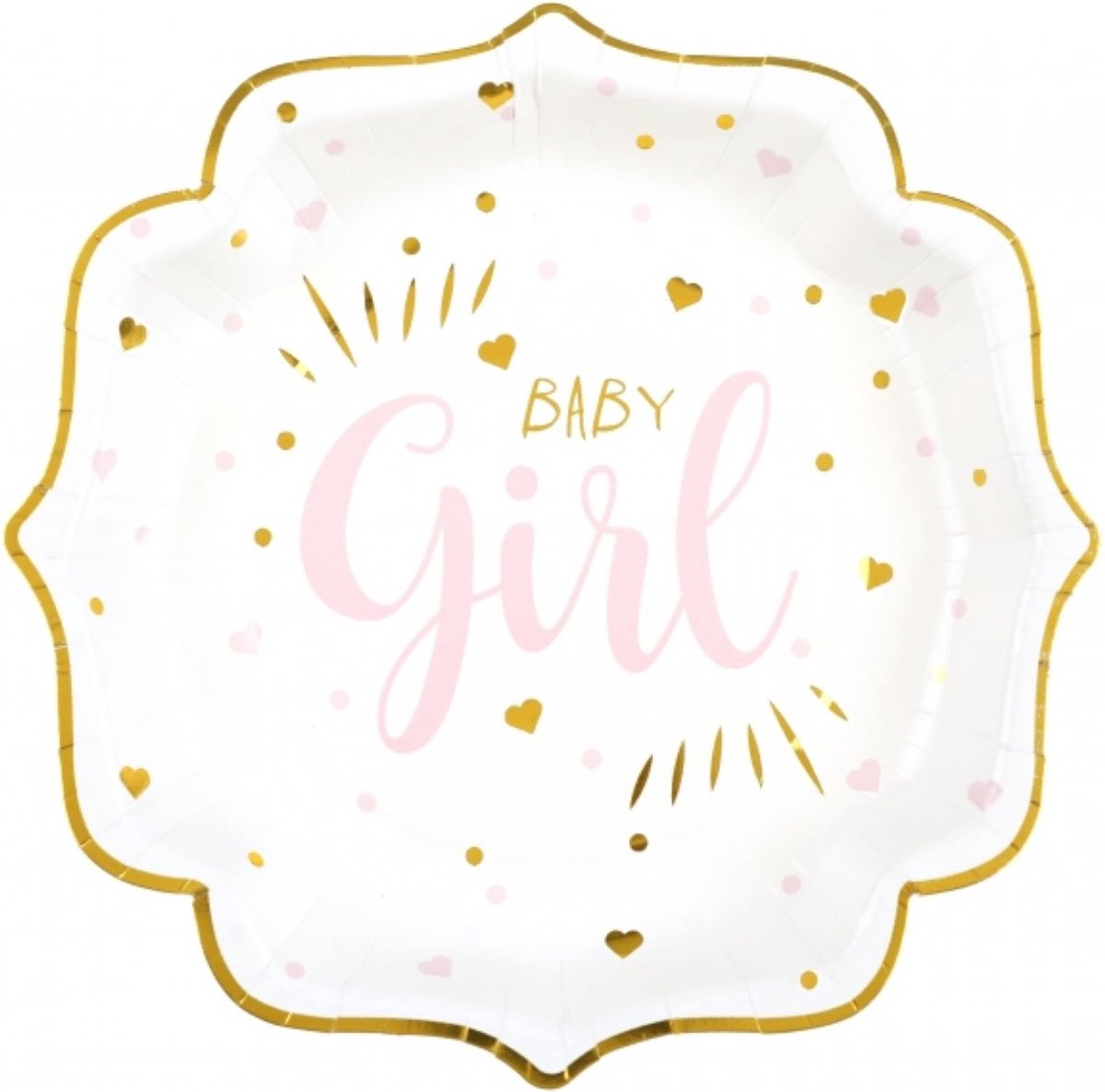 Babyshower bordjes Baby Girl roze wit goud - bord - babyshower - genderreveal - girl