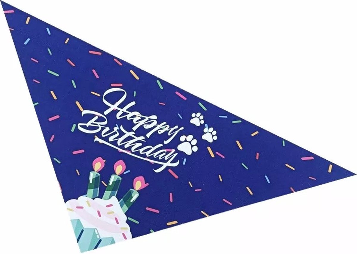 Honden bandana Happy Birthday blauw - hond - bandana - blauw - verjaardag - happy birthday - huisdier