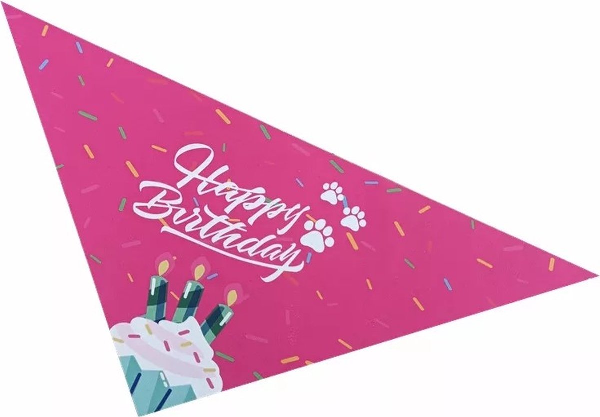 Honden bandana Happy Birthday roze - hond - bandana - roze - happy birthday - huisdier