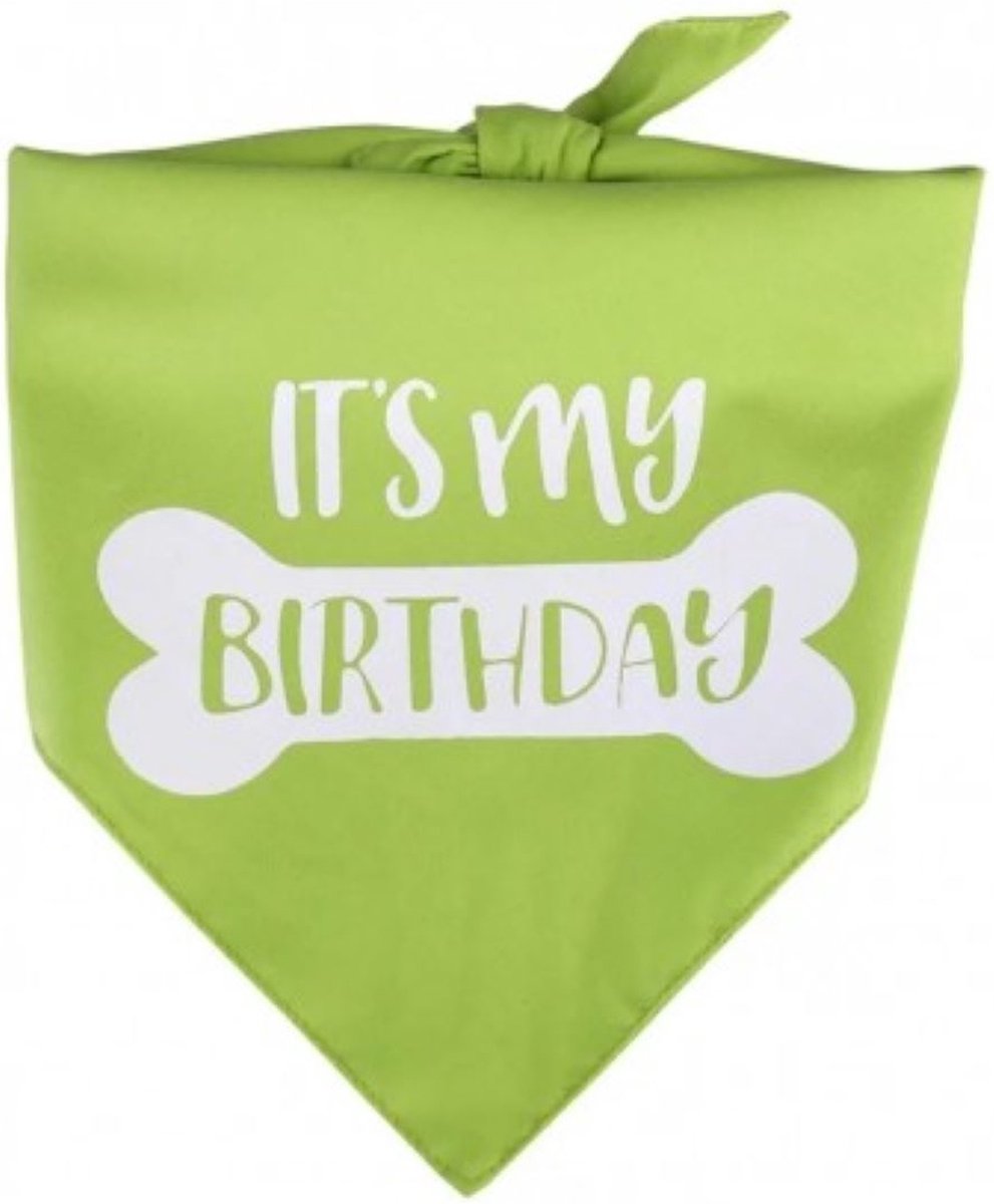 Honden bandana Its my Birthday groen - hond - bandana - verjaardag - birthday - huisdier