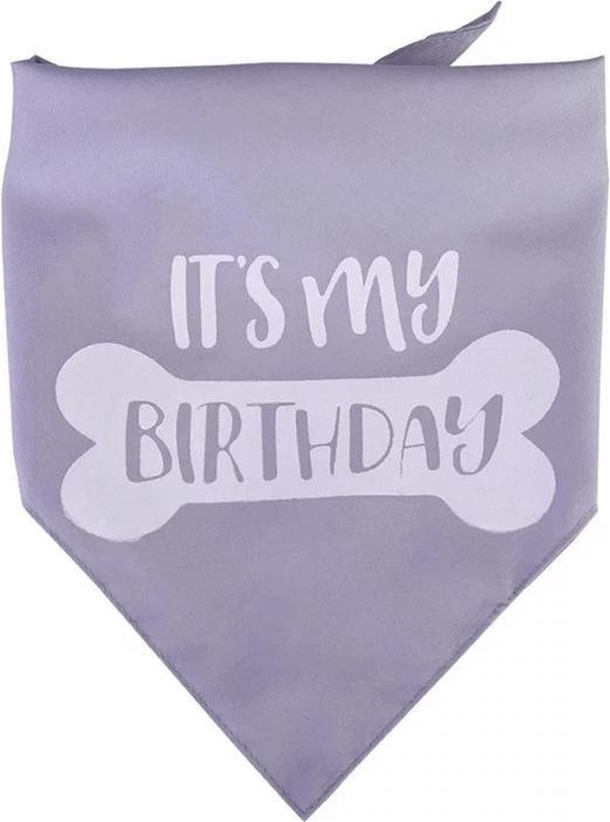 Honden bandana Its my Birthday zilver grijs - hond - bandana - verjaardag - birthday - huisdier