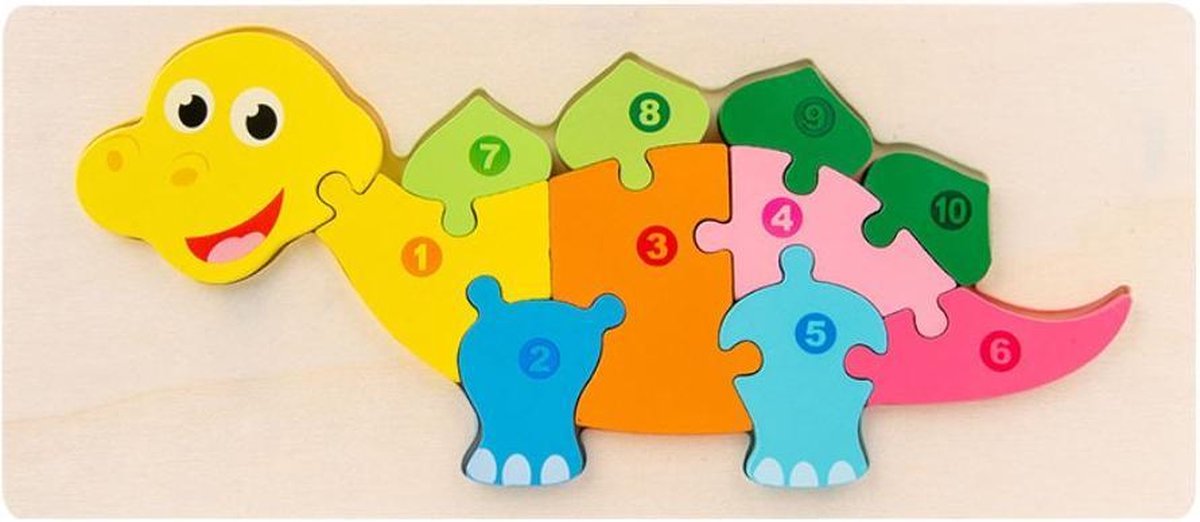 4yourkids - Houten speelgoed 3D puzzel - Dinosaurus - Blok puzzel - Vroege educatieve ontwikkeling - Jongens en meisjes - Kinderen - 3 jaar - Gift - Cadeau - Sinterklaas - Kerst