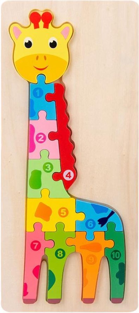 4yourkids - Houten speelgoed 3D puzzel - Giraffe - Blok puzzel - Vroege educatieve ontwikkeling - Jongens en meisjes - Kinderen - 3 jaar - Gift - Cadeau - Sinterklaas - Kerst