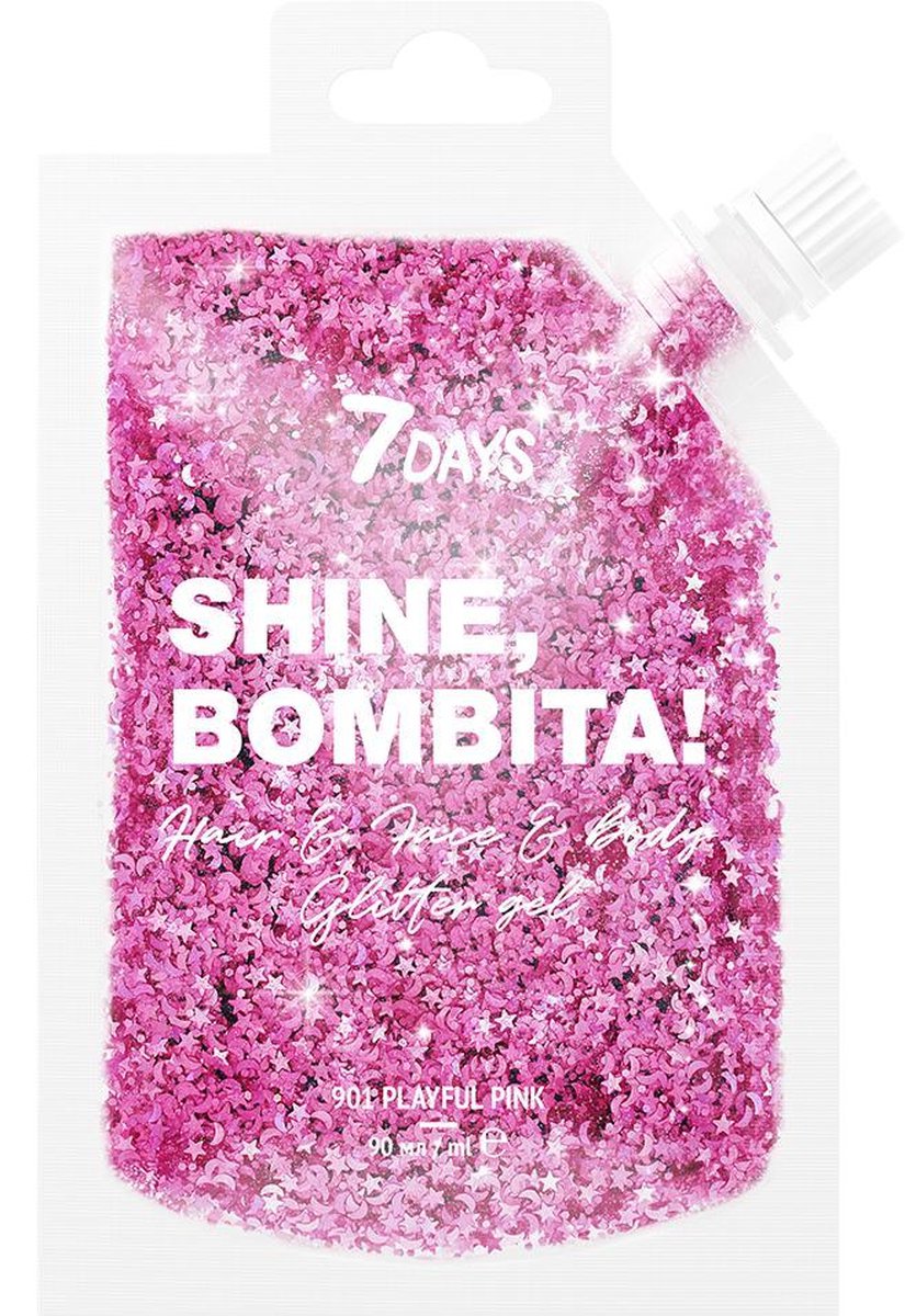 7 DAYS Shine, Bombita! Gel-Glitter for face, hair and body 901 Playful Pink 90gr