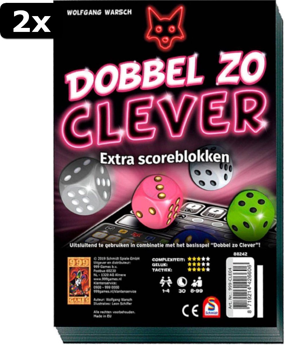 2x Clever Scoreblokken Dobbel zo Clever twee stuks