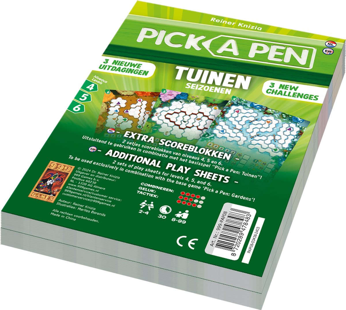   - Pick A Pen: Tuinen Seizoenen level 4, 5, 6 Scoreblokken