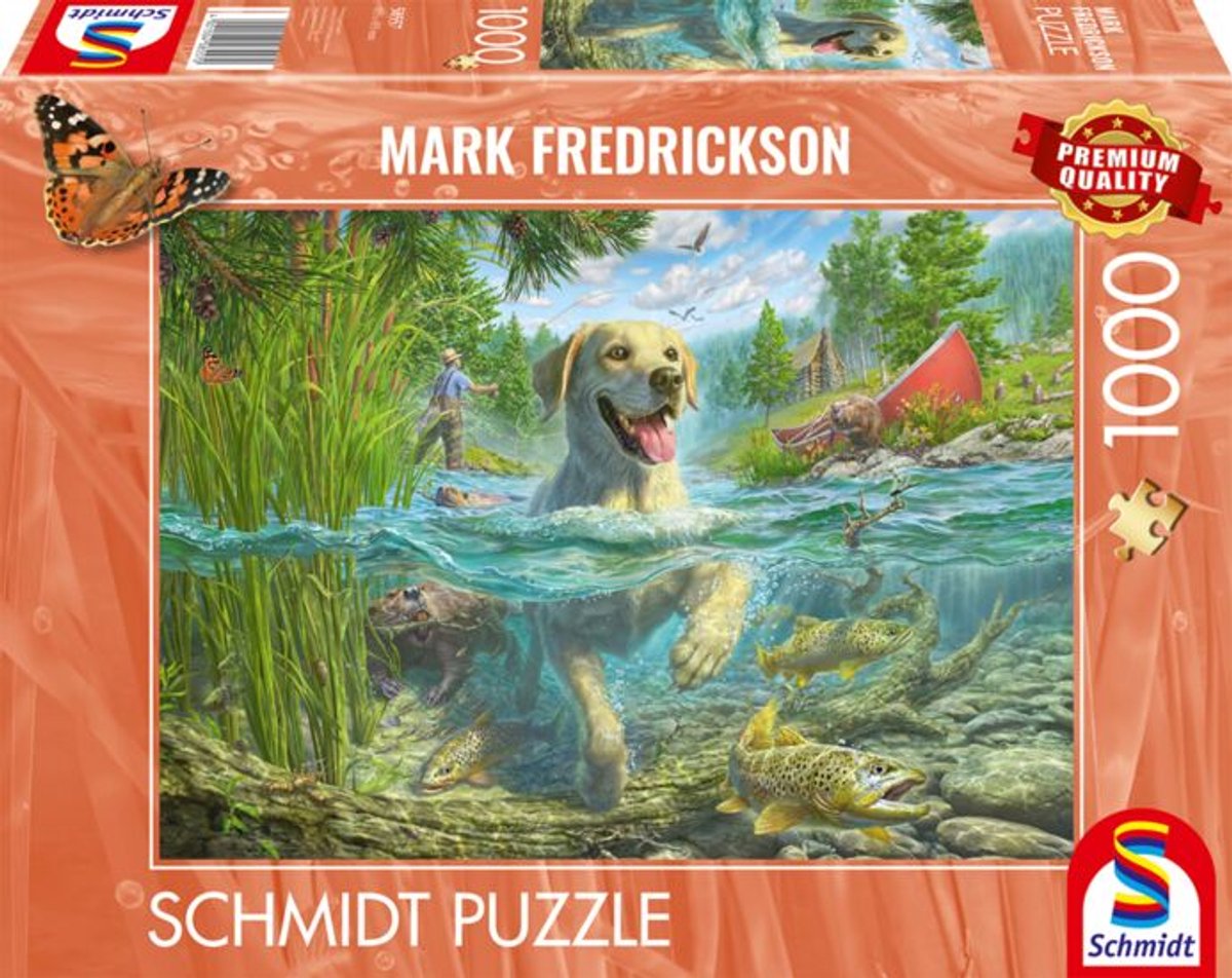 Schmidt puzzel - Yellow labrador fishing, 1000 stukjes - Legpuzzel