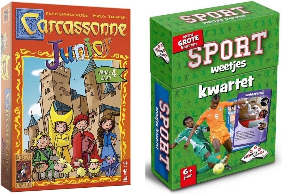 Spellenbundel - 2 Stuks - Carcassonne Junior & Kwartet Sport Weetjes