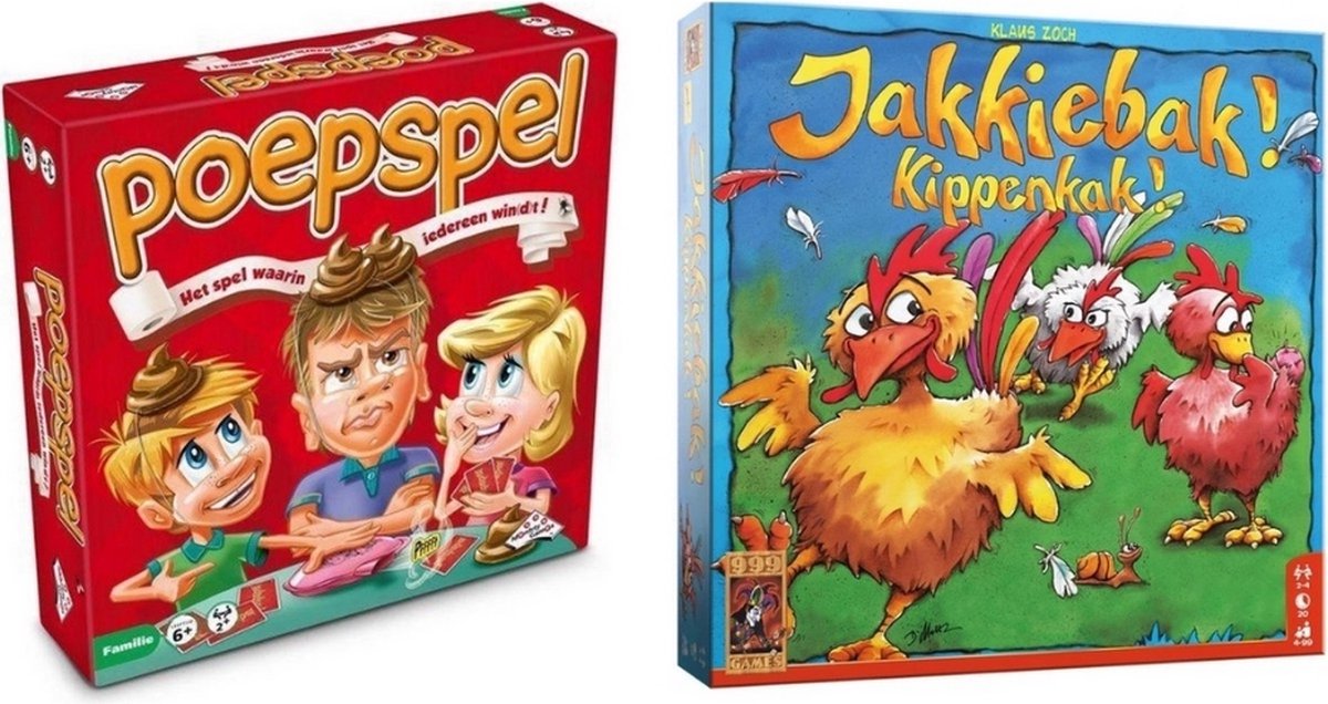 Spellenbundel - 2 Stuks - Het Poepspel & Jakkiebak! Kippenkak!