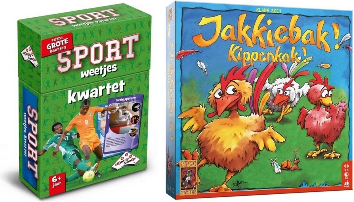 Spellenbundel - 2 Stuks - Kwartet Sport Weetjes & Jakkiebak! Kippenkak!