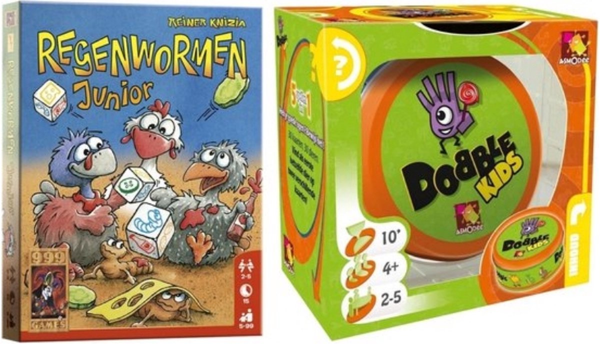 Spellenbundel - 2 Stuks - Regenwormen Junior  & Dobble Kids