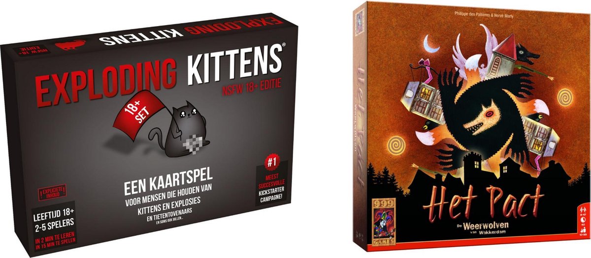 Spellenbundel - Kaartspel - 2 stuks - Exploding Kittens NSFW (18+) & Weerwolven van Wakkerdam: Het Pact