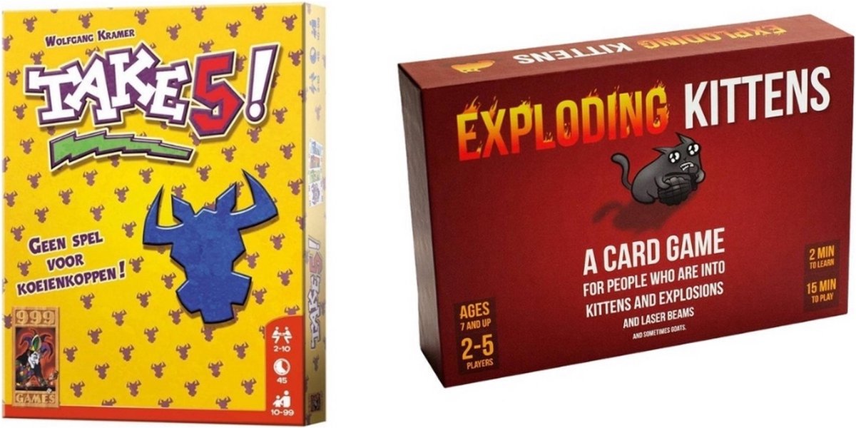 Spellenbundel - Kaartspellen - 2 Stuks - Take 5! & Exploding Kittens