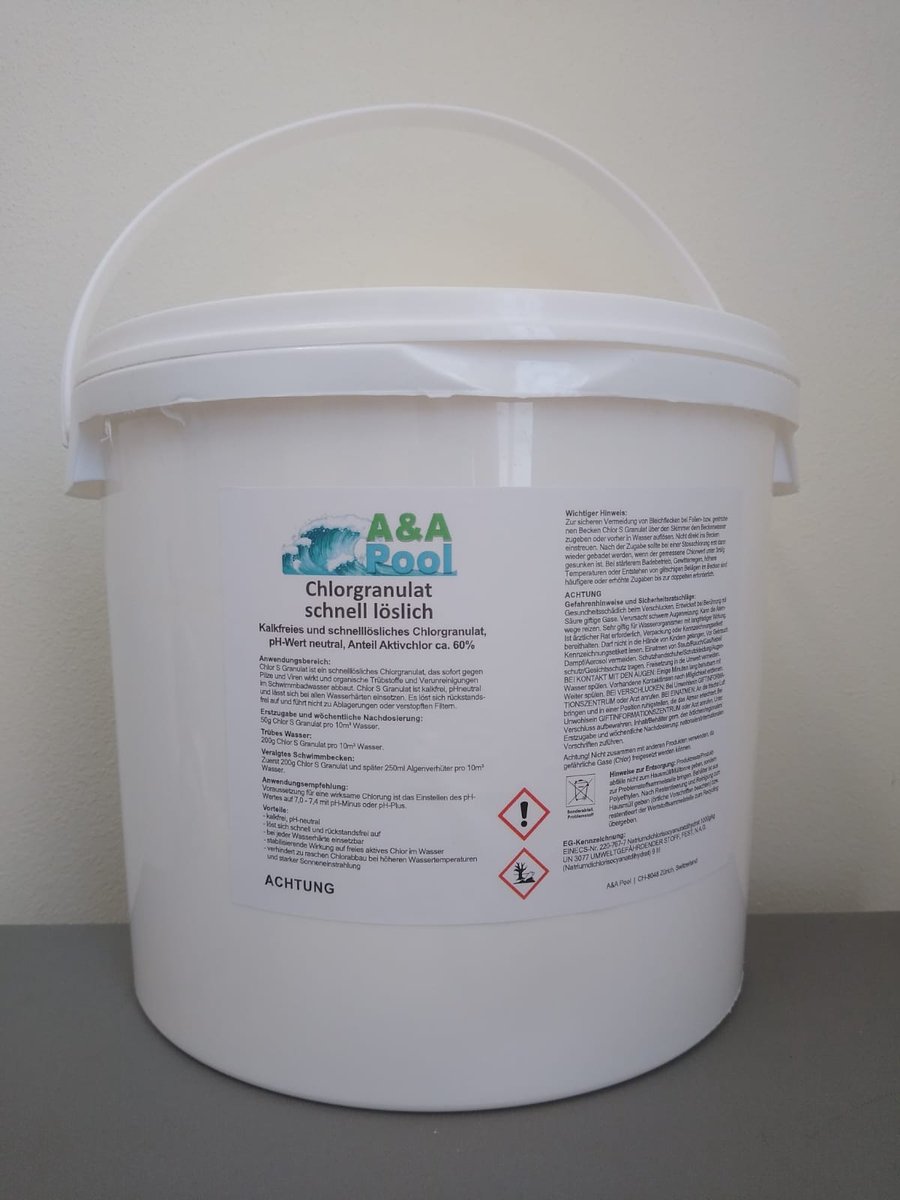 Chloorshock 5KG zwembad chloorpoeder 5 kilo emmer chloorgranulaat chloorkorrels shock granulaat - zwembadonderhoud zwembadreinigingsmiddel – snel oplosbaar