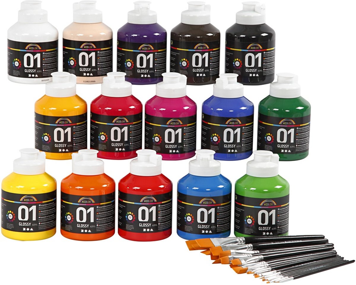 A-color Acrylverf Glossy Klassenset 45-delig Multicolor