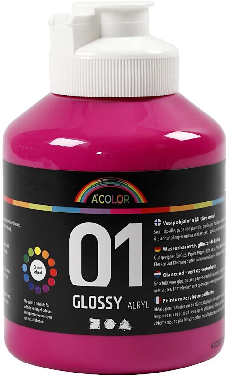 A-color Glossy acrylverf, roze, 01 - glossy, 500 ml