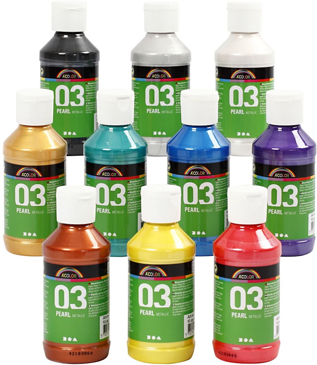 A-color acrylverf - Assortiment, 03 - metallic, 10x120 ml