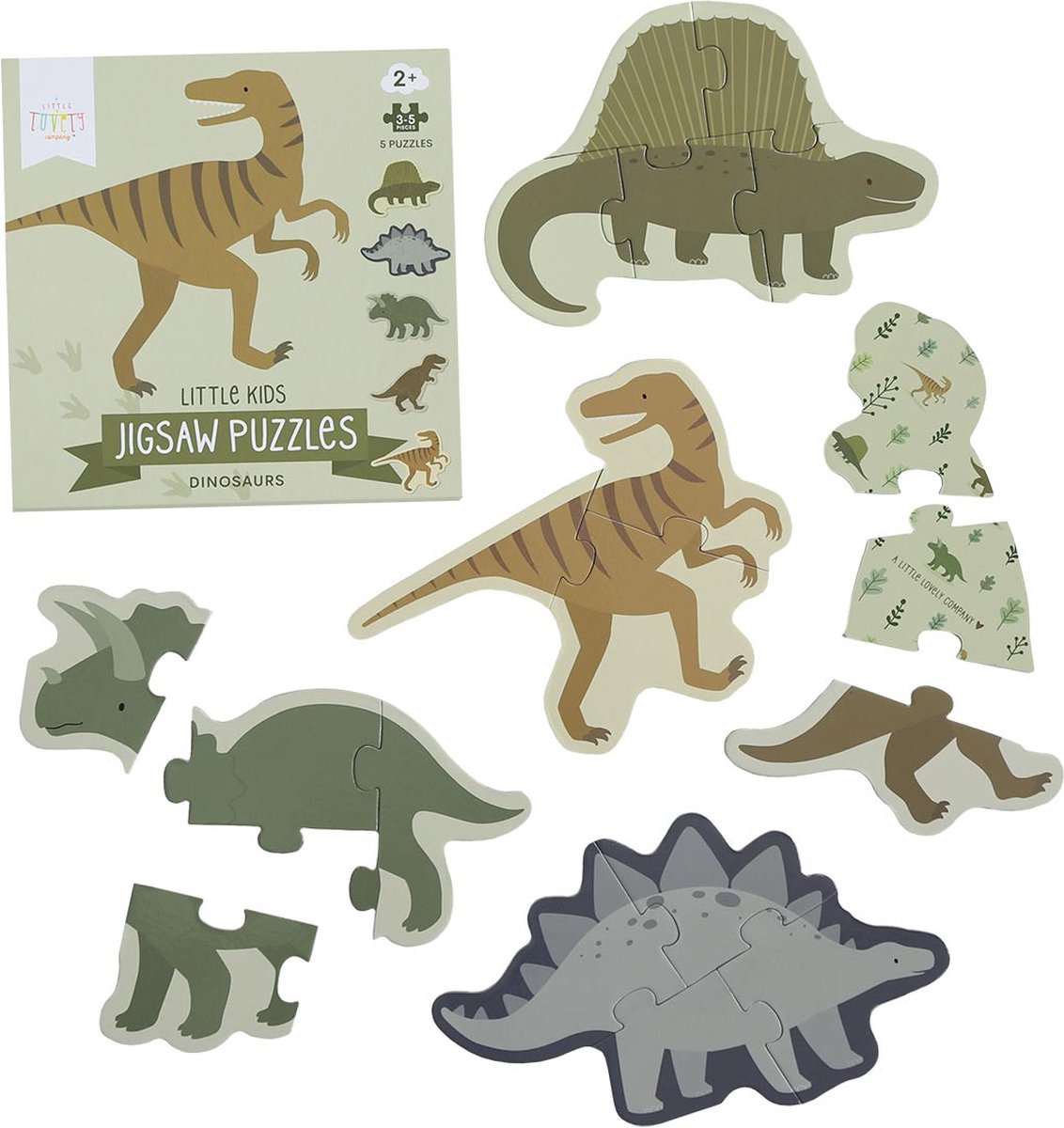 Eerste puzzel: Dinosaurussen - peuter - kleuter - 5 stuks - A Little Lovely Company