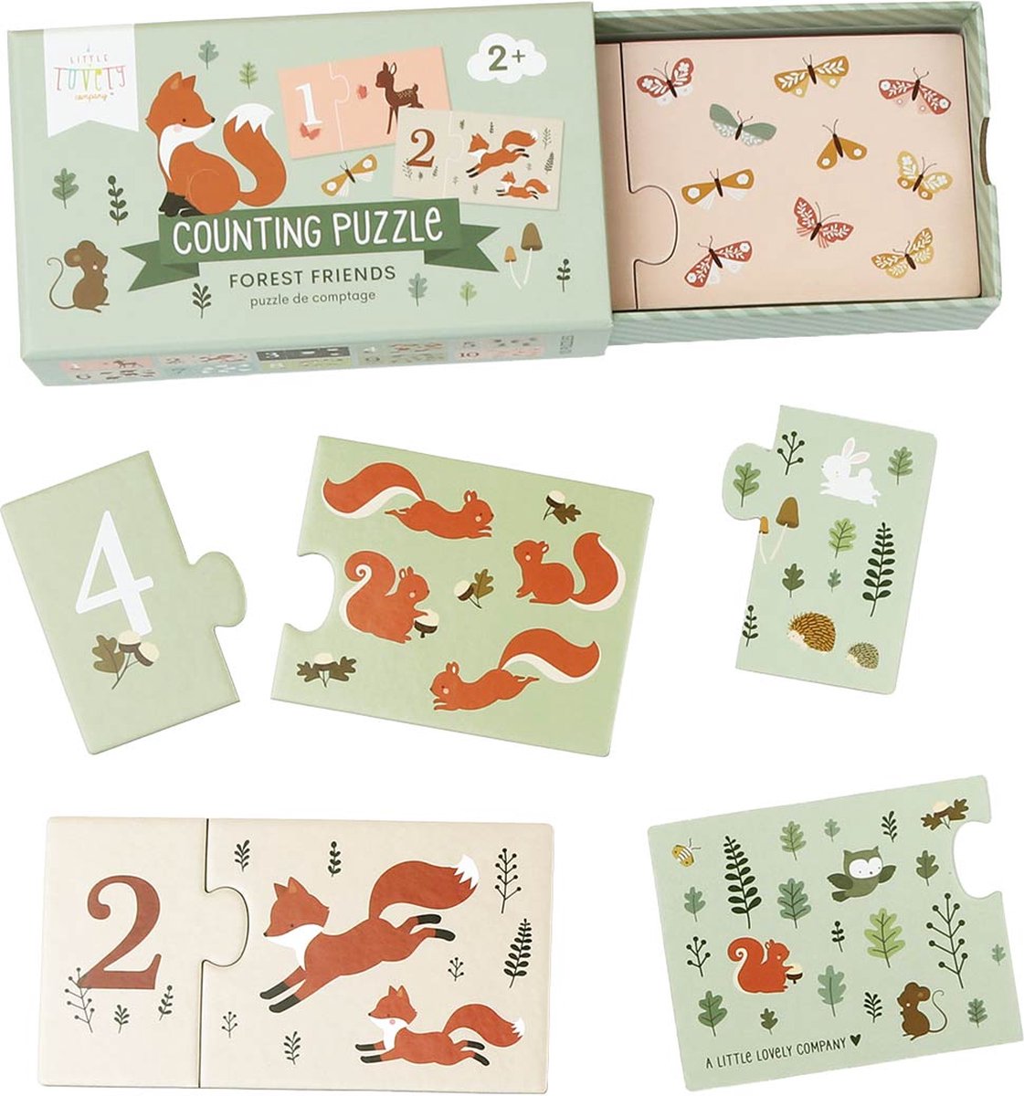 Telpuzzel: Bosvriendjes - leren tellen - kleuters - puzzel - A Little Lovely Company