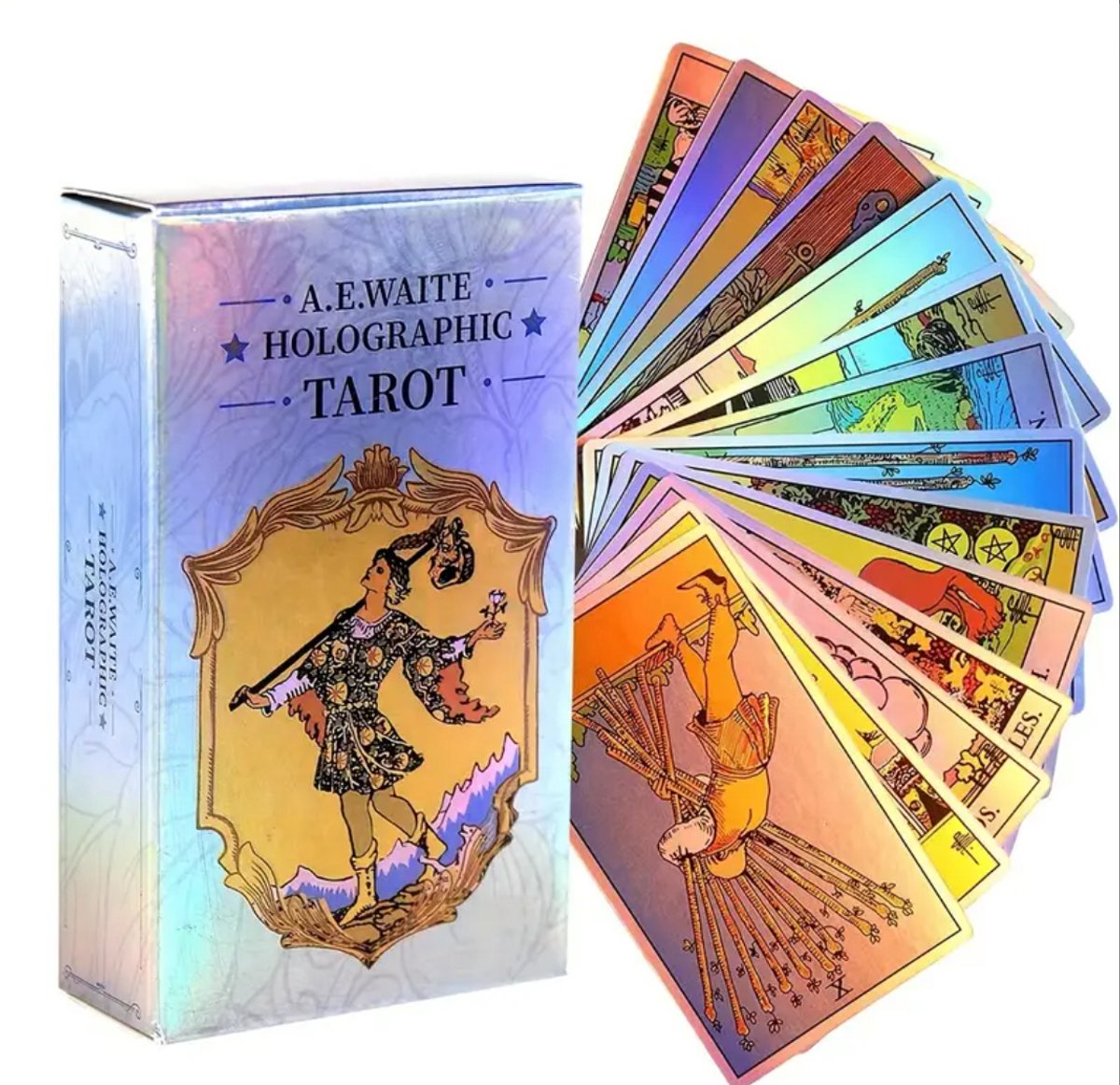 Holografische Flash Klassieke Waite Tarotkaart –Tarotspel en Handleiding voor Beginners