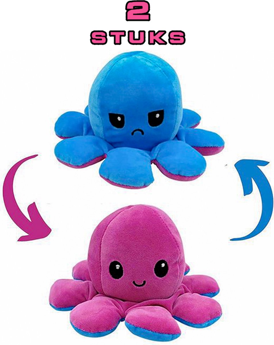 Knuffel Octopus Mood - 2 STUKS - Heerlijke knuffels