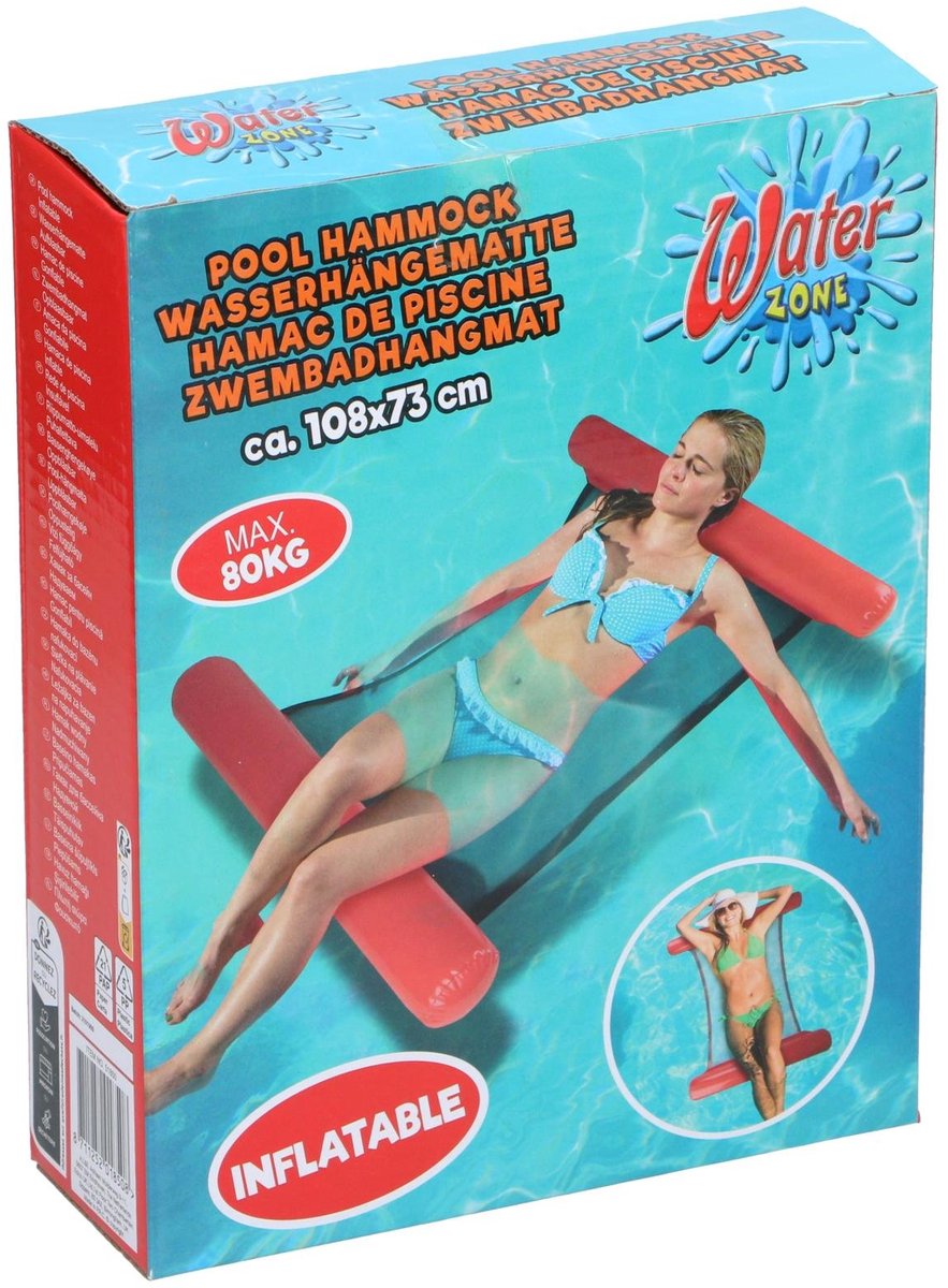 Opblaasbaar Zwembadhangmat 108x73 CM Rood - Lounge Luchtbed - Strand Luchtbed - Zwembad Luchtbed