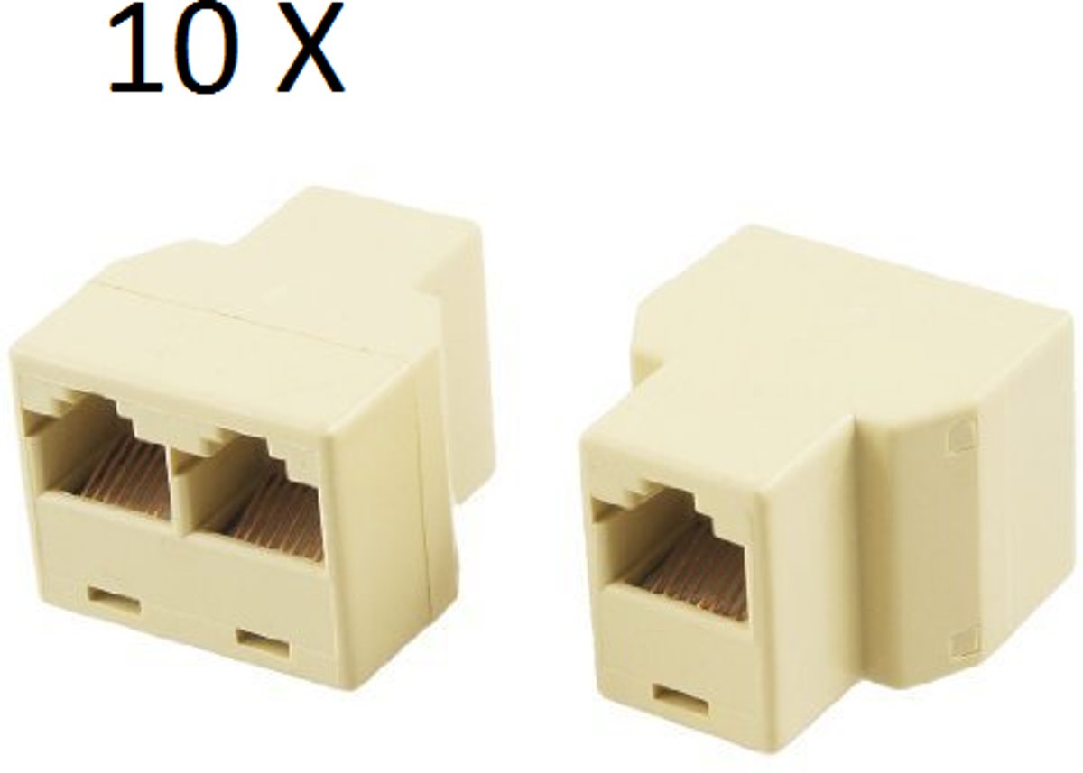 10X Netwerk / Ethernet Kabel Splitter Gold-plated - Supersnelle Verdeler Connector / Adapter Voor Netwerkkabel/ Internetkabel / Ethernetkabel UTP / RJ45 / CAT 5 / CAT 6 /  FTP / ISDN / LAN