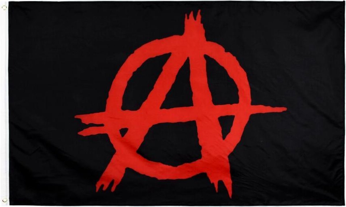 Anarchistische Vlag - Grote Anarchy Flag - Anarchisten Vlaggenmast Anarchisme Vlag - Van 100% Polyester - UV & Weerbestendig - Met Versterkte Mastrand & Messing Ogen - 90x150 CM