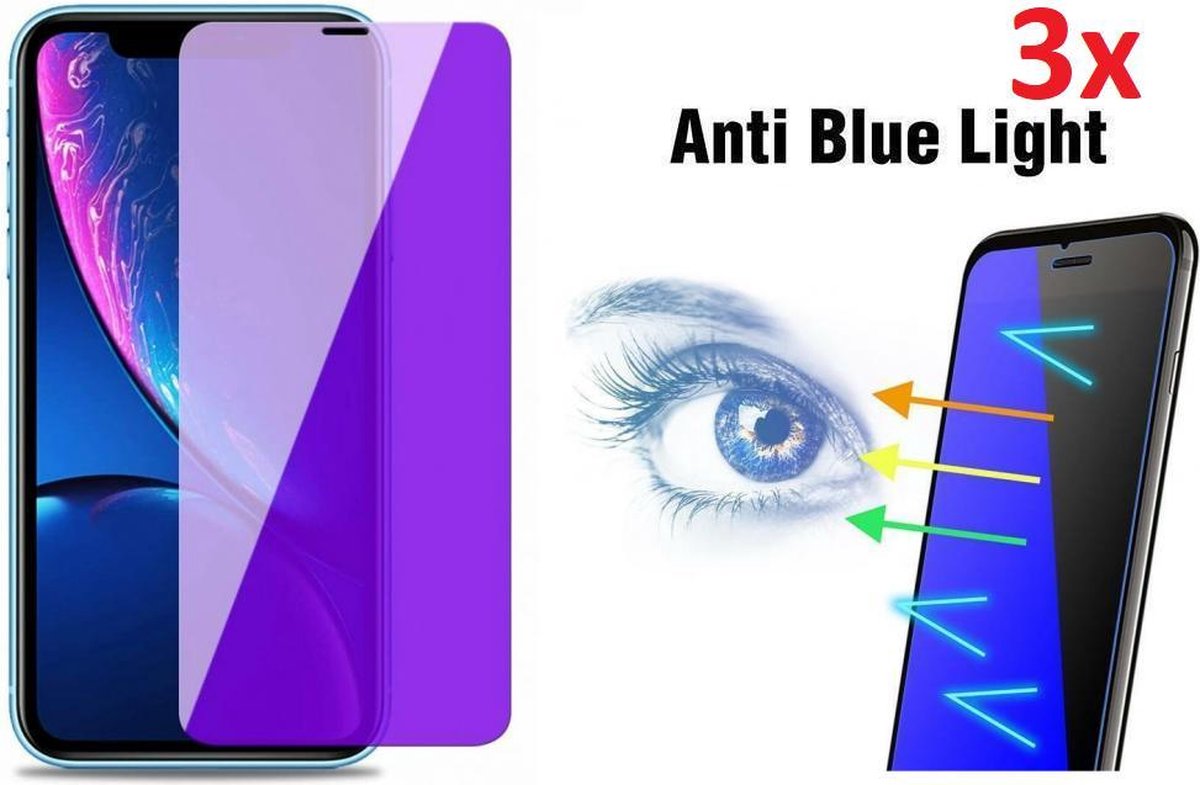 Anti Blue Light Tempered Glass Screen Protector Voor Apple iPhone XS Max - Ultradun Gehard Glas - Optimale Display & Vermoeide Ogen Bescherming - Volledige Dekking Screenproteor Met Blauw Licht Filter - Set Van 3 Stuks