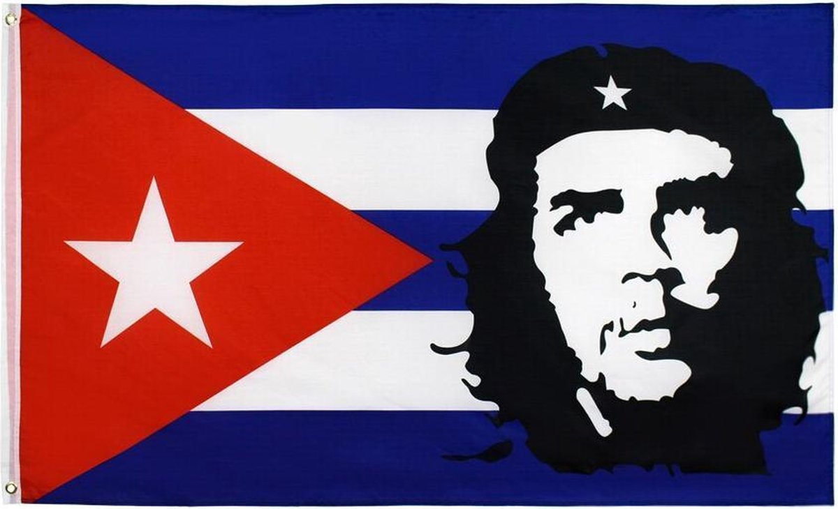 Che Guevara Cuba Vlag - Grote Ernesto Che Guevara Flag - Vlag Van Cubaanse Revolutie - Van 100% Polyester - UV & Weerbestendig - Met Versterkte Mastrand & Messing Ogen - 90x150 CM