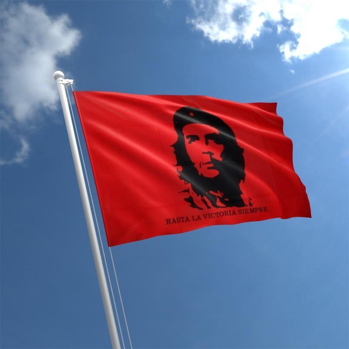 Che Guevara Vlag - Grote Ernesto Che Guevara Flag - Vlag Van Cubaanse Revolutie - Van 100% Polyester - UV & Weerbestendig - Met Versterkte Mastrand & Messing Ogen - 90x150 CM