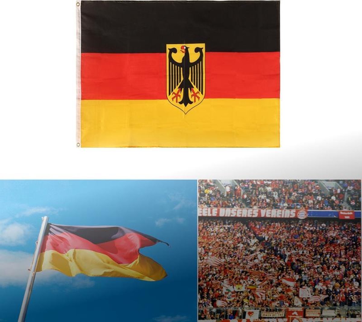 Duitsland Vlag - Duitse Wapen Vlag Met Adelaar - Flag Deutschland - 90 x 150 cm