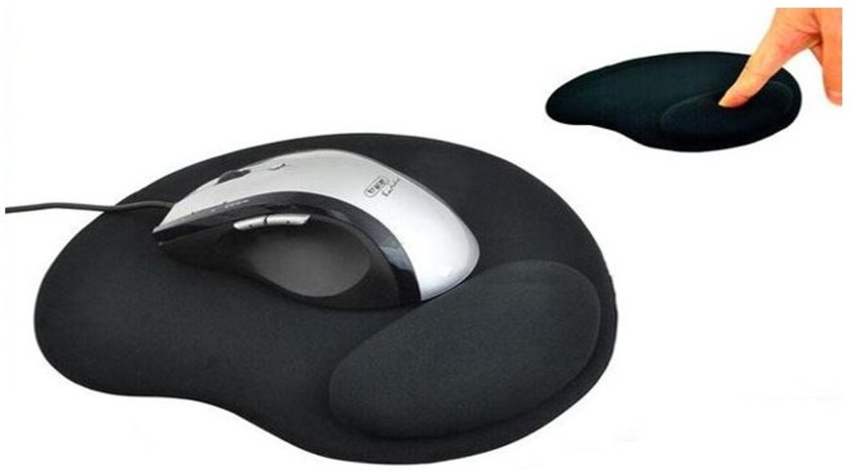 Ergonomische Comfort Gel Muismat Met Polssteun - Antislip - Zwart