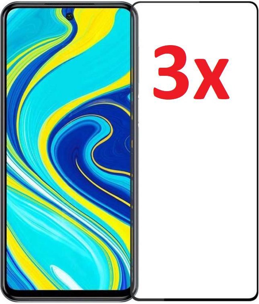 Full Cover 3D Edge Tempered Glass Screen Protector Voor Xiaomi Redmi Note 9 Pro - Ultradun Gehard Glas - Optimale Display Bescherming - Volledige Dekking - Case Friendly - Set Van 3 Stuks