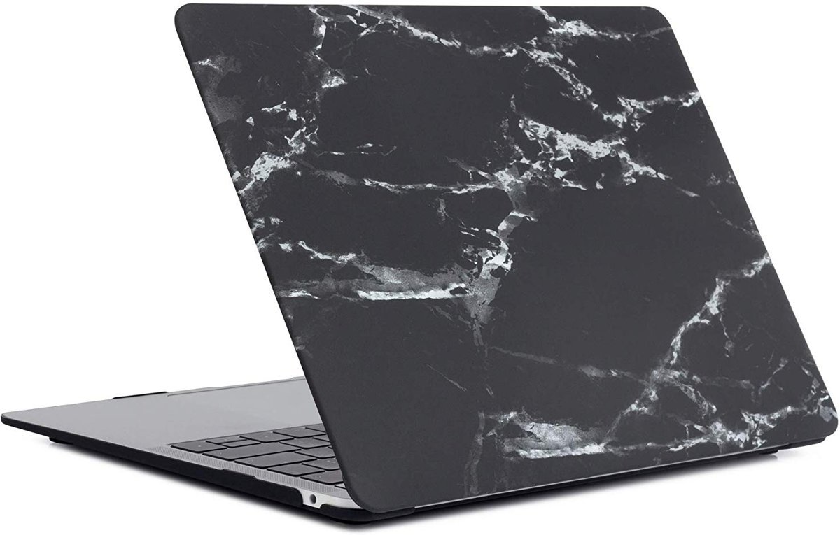 Hardcover Case Cover Voor Apple Macbook Air 13 13.3 Inch 2018/2019 A1932 Hard Shell Hoes - Notebook Sleeve Skin Protector - Marble Zwart