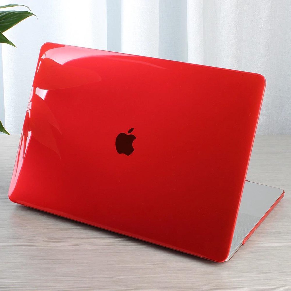 Hardcover Case Cover Voor Apple Macbook Air 13.3 Inch 2018/2019/2020 (A1932/A2179/A2337) Hard Shell Hoes - Notebook Sleeve Skin Protector Hardshell - Hardcase Beschermhoes - Crystal Clear - Rood