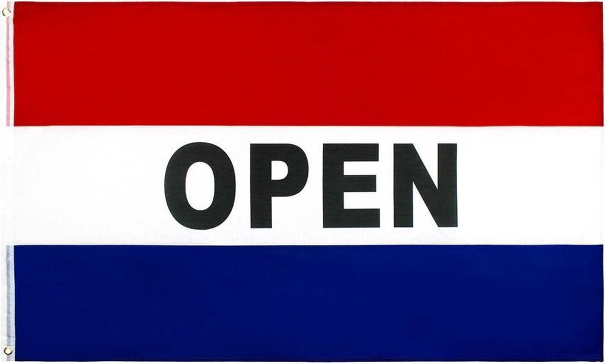 Nederlandse OPEN Vlag - Grote Nederland Open Flag - Hollandse Driekleur Vlaggenmast Vlag - Gemaakt Van 100% Polyester - UV & Weerbestendig - Met Versterkte Mastrand & Messing Ogen - 90x150 CM