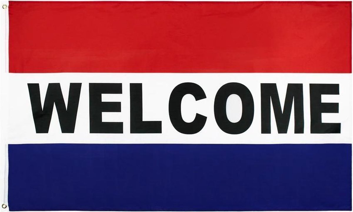 Nederlandse WELCOME Vlag - Grote Nederland Welkom Flag - Hollandse Driekleur Vlaggenmast Vlag - Gemaakt Van 100% Polyester - UV & Weerbestendig - Met Versterkte Mastrand & Messing Ogen - 90x150 CM